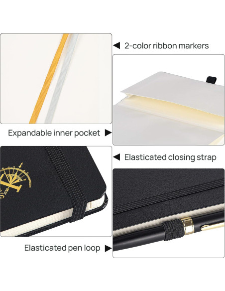 Cuaderno Enlazado POPRUN A5 Negro 128 Páginas 120GSM Tapa Dura Cuaderno Enlazado POPRUN A5 Negro 128 Páginas 120GSM Tapa Dura