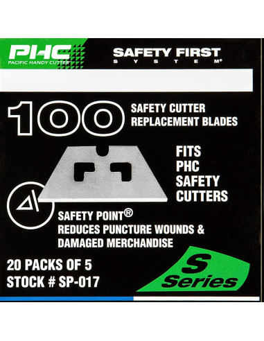Cuchillas de Punta de Seguridad Pacific Handy Cutter SP017 - Paquete de 100