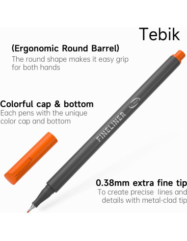 Paquete de 108 bolígrafos de colores Tebik FN100, punta 0.38 mm