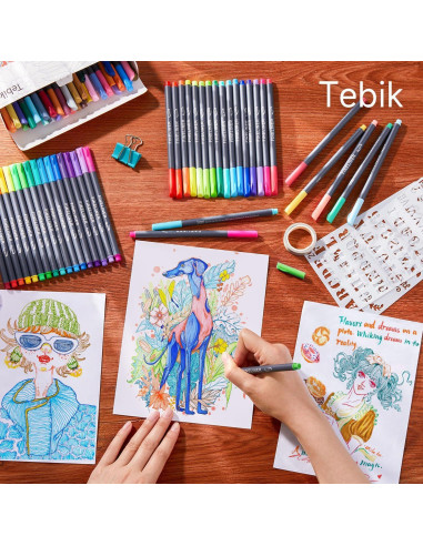 Paquete de 108 bolígrafos de colores Tebik FN100, punta 0.38 mm