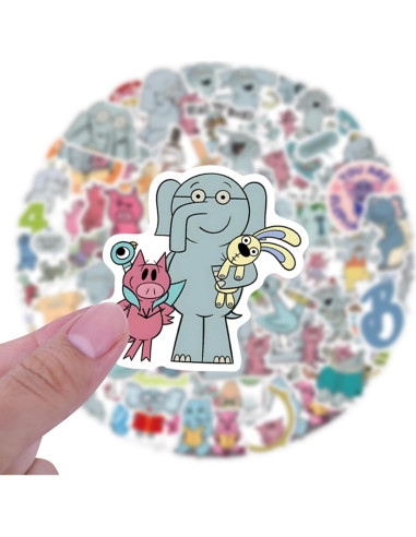120 Calcomanías Impermeables YUYIYULE Elefante Caricatura