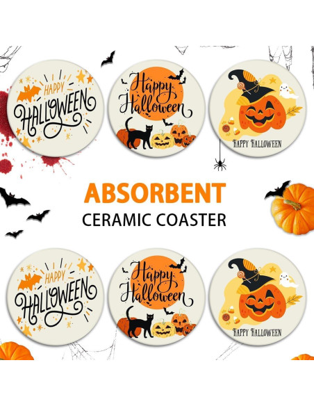 Juego de 6 Posavasos Cerámicos Bribay Halloween 10.16 cm Juego de 6 Posavasos Cerámicos Bribay Halloween 10.16 cm