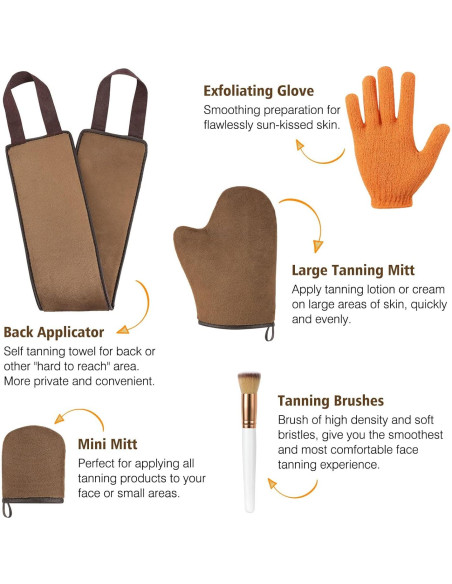 Kit de Mitones de Autotanning Luxspire 5 Piezas Exfoliante Kit de Mitones de Autotanning Luxspire 5 Piezas Exfoliante