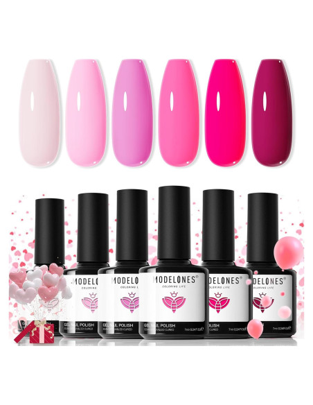 Set de Esmalte de Uñas en Gel Modelones Rosa 6 Colores 2025 Set de Esmalte de Uñas en Gel Modelones Rosa 6 Colores 2025