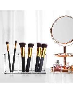 Organizador de Brochas de Maquillaje Tbestmax Transparente 22x9x7cm 2