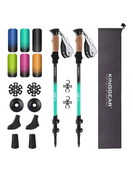 Bastones de Senderismo KINGGEAR Aluminio 7075 Ajustables 2pc Bastones de Senderismo KINGGEAR Aluminio 7075 Ajustables 2pc