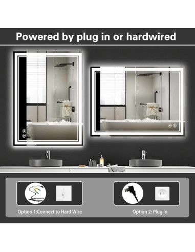 Espejo de Baño LED ZAMOTEO 61x81 cm 3 Colores Regulable