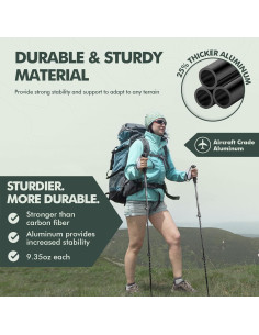 Bastones de Senderismo KINGGEAR Aluminio 7075 Ajustables 2pc 2