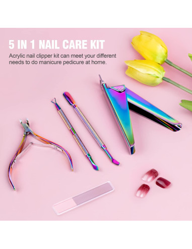 Kit de Cortadores de Uñas Acrílicos 5 en 1 alle - Acero Inoxidable