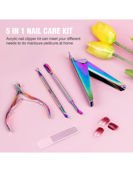 Kit de Cortadores de Uñas Acrílicos 5 en 1 alle - Acero Inoxidable Kit de Cortadores de Uñas Acrílicos 5 en 1 alle - Acero Inoxidable