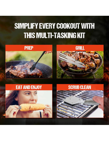 Kit de Herramientas de Barbacoa SpartaSake 24 Piezas Acero Inoxidable