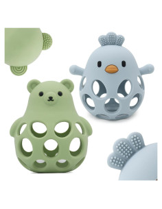Mordedores de Silicona para Bebés - Juguetes de Dentición 0-12 Meses