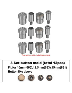 Juego de Moldes de Botones Manual WUTA - 12 Piezas 10mm a 15mm 2