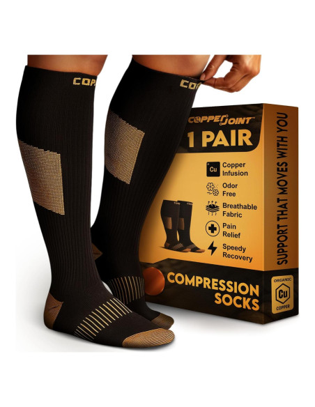 Calcetines de Compresión CopperJoint para Hombre y Mujer - Negro Calcetines de Compresión CopperJoint para Hombre y Mujer - Negro