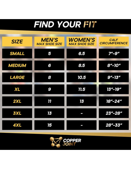 Calcetines de Compresión CopperJoint para Hombre y Mujer - Negro Calcetines de Compresión CopperJoint para Hombre y Mujer - Negro
