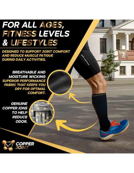 Calcetines de Compresión CopperJoint para Hombre y Mujer - Negro Calcetines de Compresión CopperJoint para Hombre y Mujer - Negro