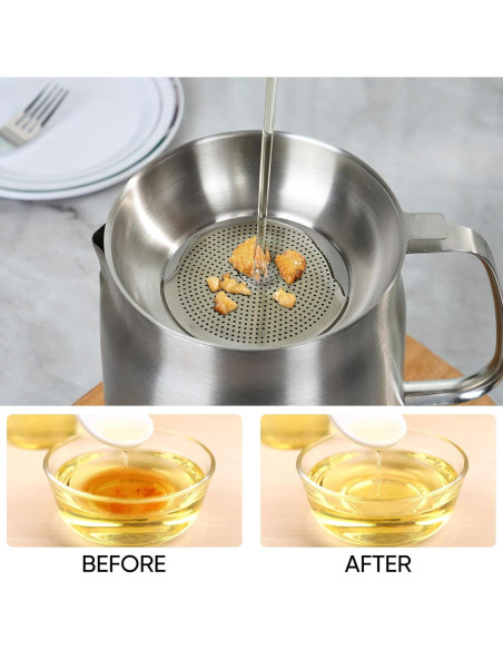 Contenedor de Aceite Fijinhom 1.5L Acero Inoxidable con Colador Contenedor de Aceite Fijinhom 1.5L Acero Inoxidable con Colador