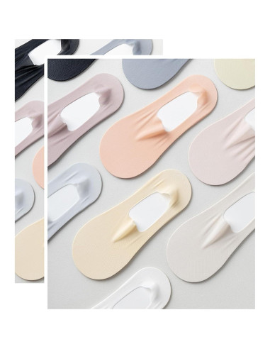 5 Pares Calcetines Invisibles Antideslizantes para Mujeres - Seda Fría