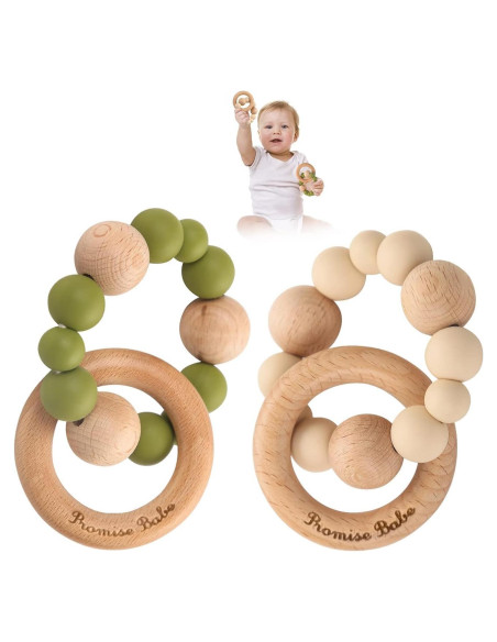 Set de 2 Pulseras de Silicona y Haya Promise Babe para Bebé Set de 2 Pulseras de Silicona y Haya Promise Babe para Bebé
