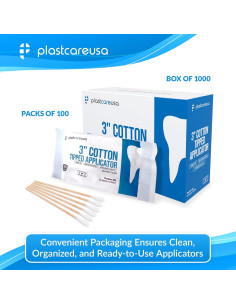 Aplicadores de Algodón 3" PlastCare USA - Paquete de 1000 2
