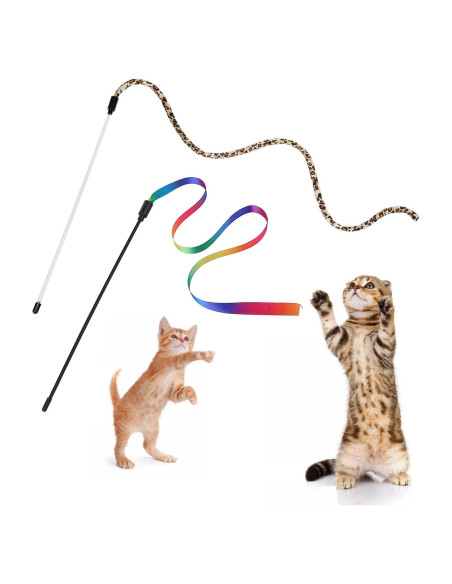 Juguetes de caña para gatos Andiker, 2 piezas, plástico, colorido Juguetes de caña para gatos Andiker, 2 piezas, plástico, colorido