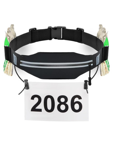 Cinturón de Triatlón RJ-Sport con Soporte para Número - Negro