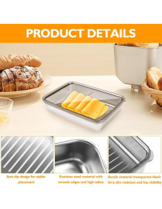 Contenedor de Almacenamiento de Carne Inoxidable UNVSTIAR 2 Pcs 2