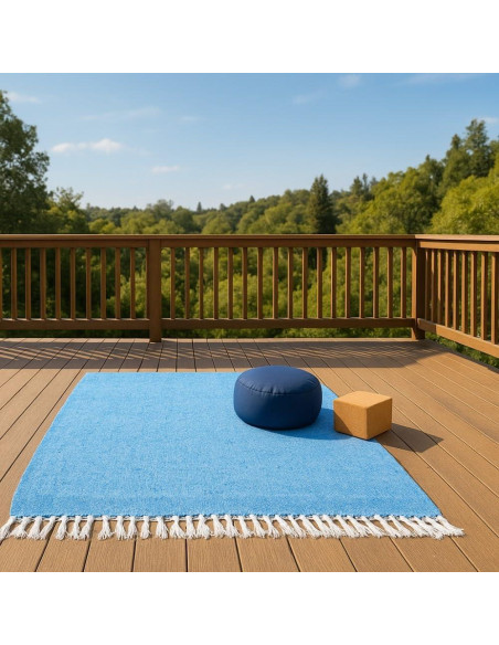 Manta de Yoga Open Road Goods Aqua 203x127 cm Tejida a Mano Manta de Yoga Open Road Goods Aqua 203x127 cm Tejida a Mano