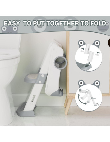 Asiento de Entrenamiento para el Baño Niños Gris con Escalera