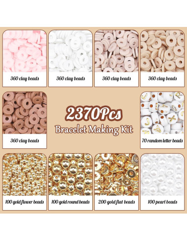 Kit de Pulsera de Perlas de Arcilla LUDUKOO 2370 Piezas DIY