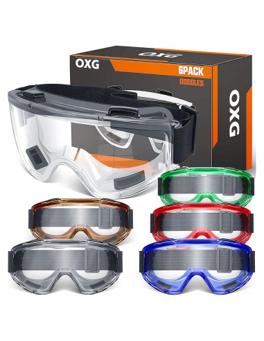 Gafas de Seguridad OXG 6 Pares Antivaho ANSI Z87.1