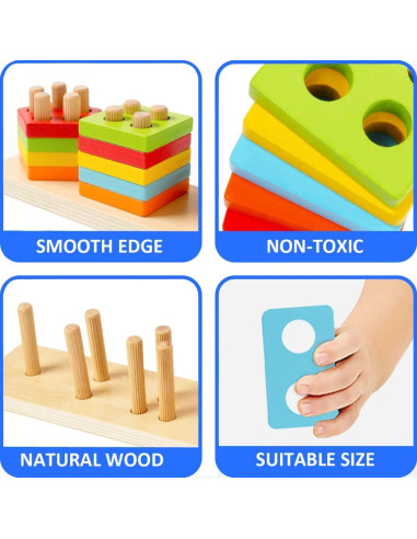 Juguete de Clasificación de Madera WOOD CITY 5 Formas Educativo