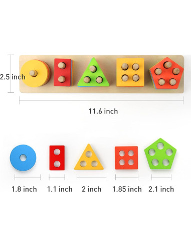 Juguete de Clasificación de Madera WOOD CITY 5 Formas Educativo