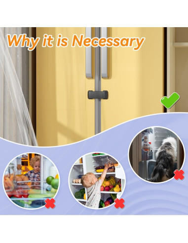 Cerradura de Seguridad para Refrigerador SAFELON 2 Pcs Negro