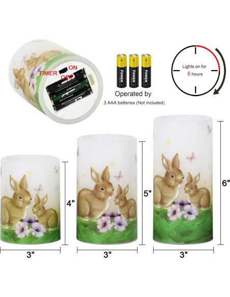 Velas LED Sin Llama Eldnacele 3 Piezas Decoración Pascua Velas LED Sin Llama Eldnacele 3 Piezas Decoración Pascua