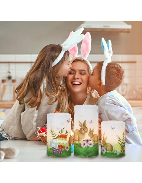 Velas LED Sin Llama Eldnacele 3 Piezas Decoración Pascua Velas LED Sin Llama Eldnacele 3 Piezas Decoración Pascua