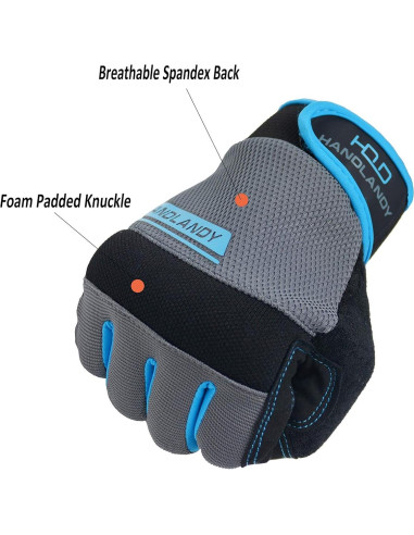 Guantes de Trabajo HANDLANDY Táctiles y Transpirables Gris M