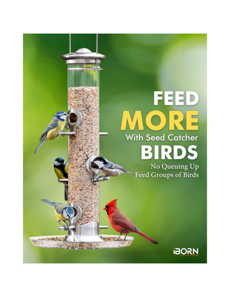Comedero para Aves iBorn con Captor de Semillas 35.56 cm 6 Puertos Comedero para Aves iBorn con Captor de Semillas 35.56 cm 6 Puertos