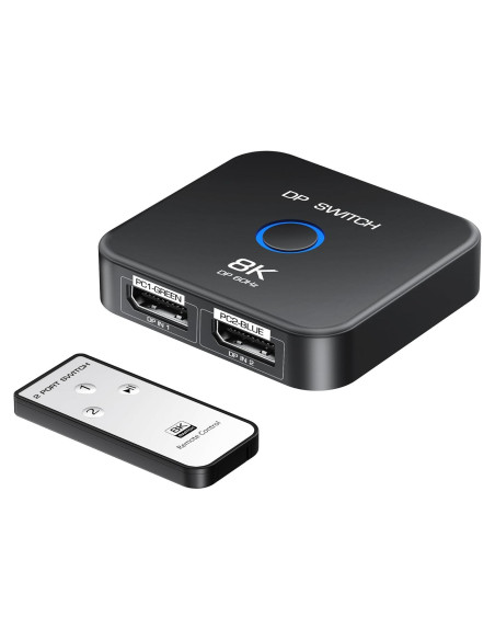 Conmutador DisplayPort 2 en 1 NEWCARE 8K@60Hz Control Remoto Conmutador DisplayPort 2 en 1 NEWCARE 8K@60Hz Control Remoto