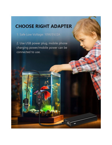 Calentador Submersible de Acuario KINGYEENUO 10W USB 3.78L