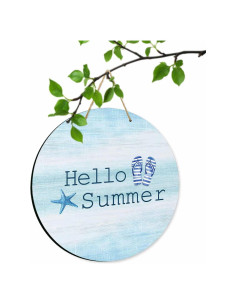 Cartel de Bienvenida de Madera Funnywall88 25.4 cm Azul Cian