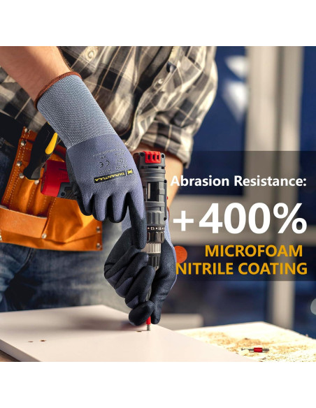 Guantes de Trabajo Tarantula Safety Nitrilo Transpirables XL Guantes de Trabajo Tarantula Safety Nitrilo Transpirables XL