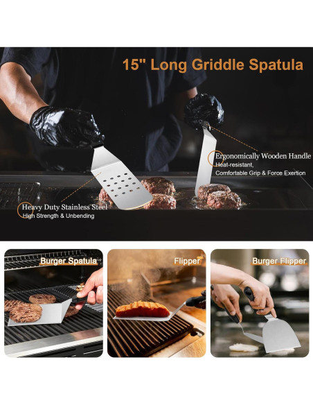 Kit de Accesorios para Parrilla Leonyo 37 Piezas - Espátulas y Más Kit de Accesorios para Parrilla Leonyo 37 Piezas - Espátulas y Más