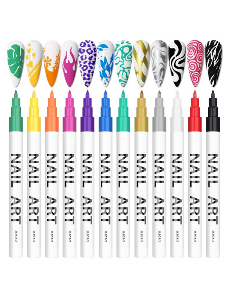 Juego de Bolígrafos para Arte de Uñas Kalolary 12 Colores Juego de Bolígrafos para Arte de Uñas Kalolary 12 Colores
