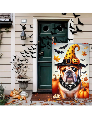 Bandera de Jardín Halloween BlissYard Bulldog Inglés 30x45 cm