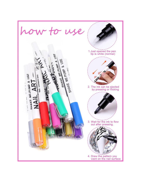 Juego de Bolígrafos para Arte de Uñas Kalolary 12 Colores Juego de Bolígrafos para Arte de Uñas Kalolary 12 Colores