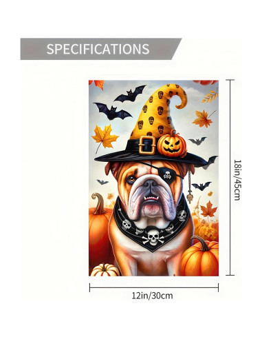 Bandera de Jardín Halloween BlissYard Bulldog Inglés 30x45 cm