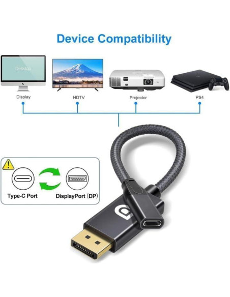 Adaptador USB C hembra a DisplayPort macho Elebase 4K 60Hz Adaptador USB C hembra a DisplayPort macho Elebase 4K 60Hz