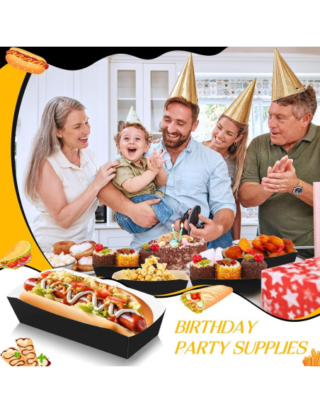 Bandejas Desechables para Hot Dog Yeaqee 100 Pcs Negro Bandejas Desechables para Hot Dog Yeaqee 100 Pcs Negro