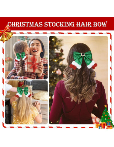 Lazo de Pelo Navideño Brillante Beleki Verde y Rojo